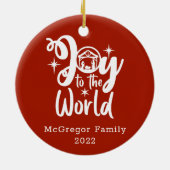 Kerstnatinativiteit Joeit tot de Wereld Rood en Wi Keramisch Ornament (Achterkant)