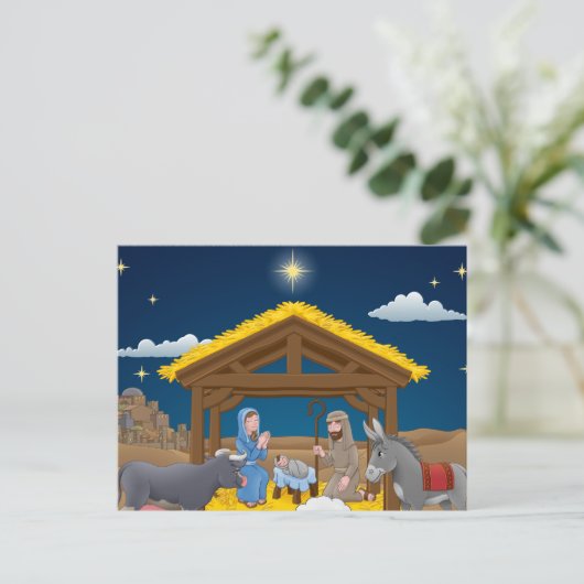 kerstnativescherm met Baby Jesus Briefkaart (Staand voorkant)