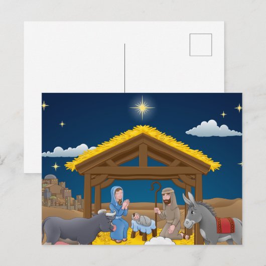kerstnativescherm met Baby Jesus Briefkaart (Voorkant / Achterkant)