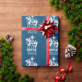 Kerstnativiteit Joeit tot de Wereld Blauw & Wit Cadeaupapier