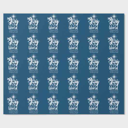 Kerstnativiteit Joeit tot de Wereld Blauw & Wit Cadeaupapier (Vlak)