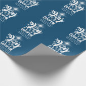 Kerstnativiteit Joeit tot de Wereld Blauw & Wit Cadeaupapier (Hoek)