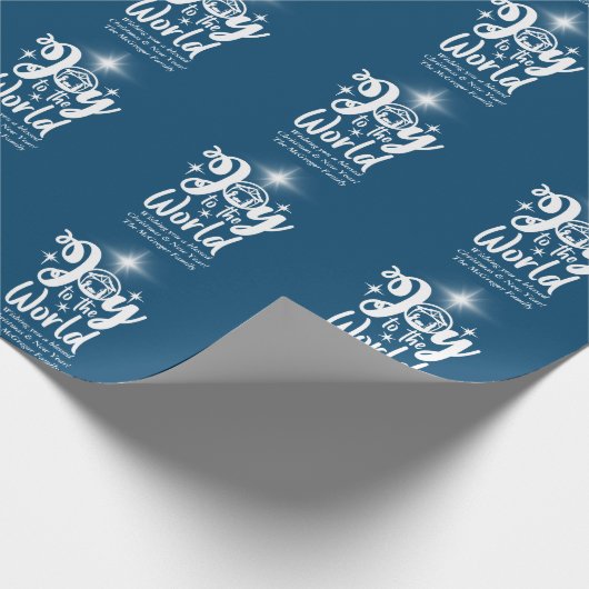 Kerstnativiteit Joeit tot de Wereld Blauw & Wit Cadeaupapier (Hoek)