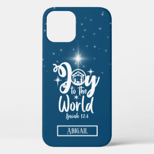 Kerstnativiteit Joeit tot de Wereld Blauw & Wit Case-Mate iPhone Case