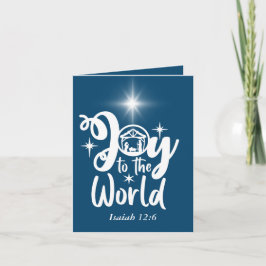 Kerstnativiteit Joeit tot de Wereld Blauw & Wit Feestdagen Kaart