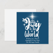 Kerstnativiteit Joeit tot de Wereld Blauw & Wit Feestdagenkaart (Voorkant / Achterkant)