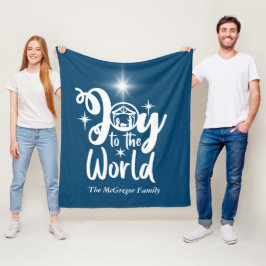 Kerstnativiteit Joeit tot de Wereld Blauw & Wit Fleece Deken