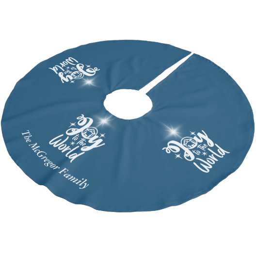 Kerstnativiteit Joeit tot de Wereld Blauw & Wit Kerstboom Rok (Gekanteld)