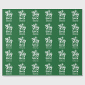 Kerstnativiteit Joy tot de Wereld Groen en Wit Cadeaupapier (Vlak)