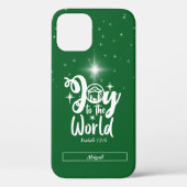 Kerstnativiteit Joy tot de Wereld Groen en Wit Case-Mate iPhone Case (Achterkant)