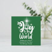 Kerstnativiteit Joy tot de Wereld Groen en Wit Feestdagenkaart (Staand voorkant)