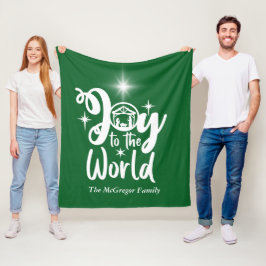 Kerstnativiteit Joy tot de Wereld Groen en Wit Fleece Deken