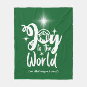 Kerstnativiteit Joy tot de Wereld Groen en Wit Fleece Deken (Voorkant)