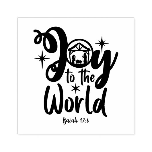 Kerstnativiteit Joy tot de wereld Rubberstempel (Afrduk)