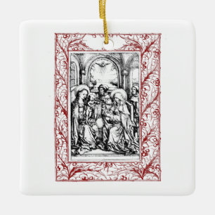 Kerstnativiteit Madonna en Child Holly Keramisch Ornament