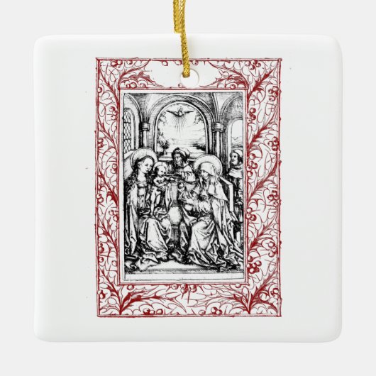 Kerstnativiteit Madonna en Child Holly Keramisch Ornament (Voorkant)