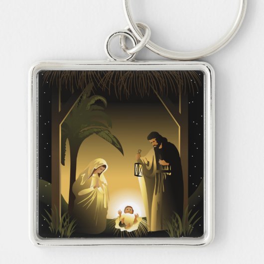 Kerstnativiteit Mary, Joseph en Baby Jesus Sleutelhanger (Voorkant)