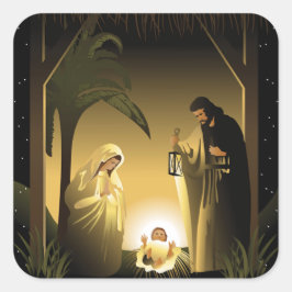 Kerstnativiteit Mary, Joseph en Baby Jesus Vierkante Sticker