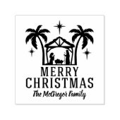 kerstnativiteit Merry kerstfamilienaam Zelfinktende Stempel (Design)