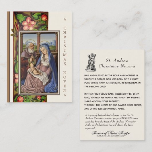 kerstnativiteit Novena Jesus Mary Heilige Kaart Visitekaartje (Voorkant / Achterkant)