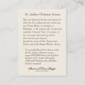 kerstnativiteit Novena Jesus Mary Heilige Kaart Visitekaartje (Achterkant)