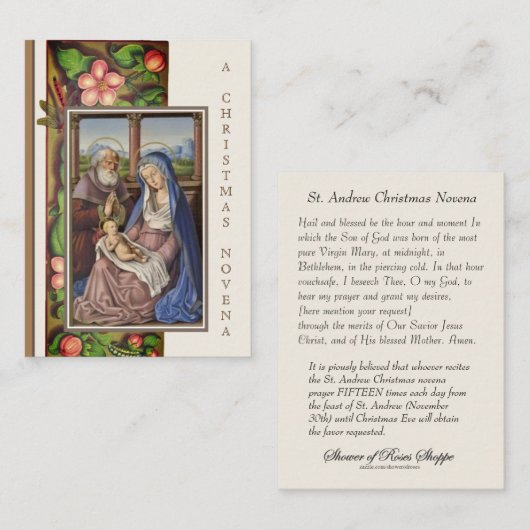 kerstnativiteit Novena Jesus Mary Heilige Kaart Visitekaartje (Voorkant / Achterkant)