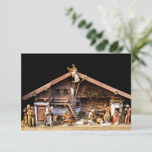 kerstnativiteitsscène bedankkaart (Staand voorkant)