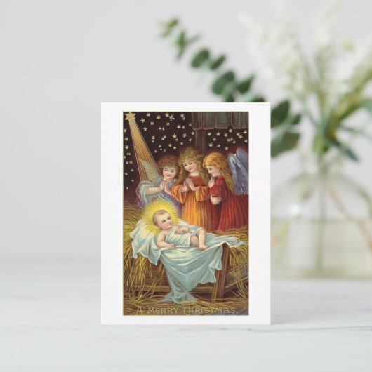 kerstnativiteitsscène feestdagenkaart (Staand voorkant)