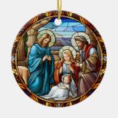 kerstnativiteitsscène keramisch ornament (Voorkant)