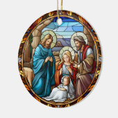 kerstnativiteitsscène keramisch ornament (Links)