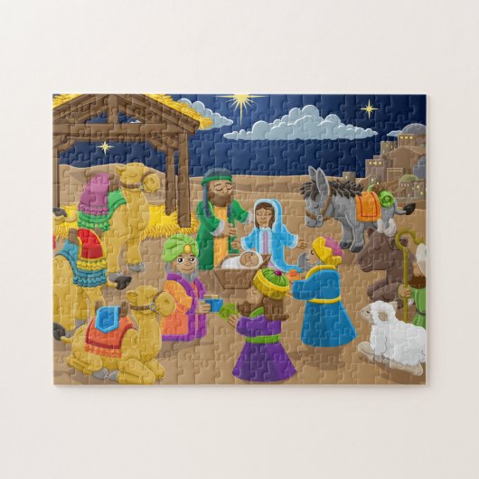 kerstnativiteitsscène legpuzzel (Horizontaal)