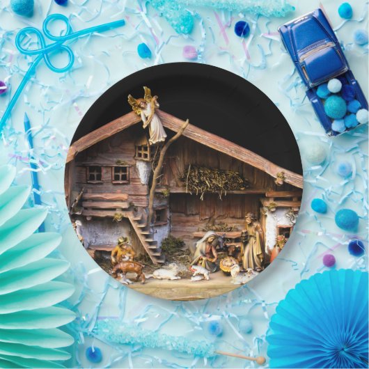 kerstnativiteitsscène papieren bordje (Feest)
