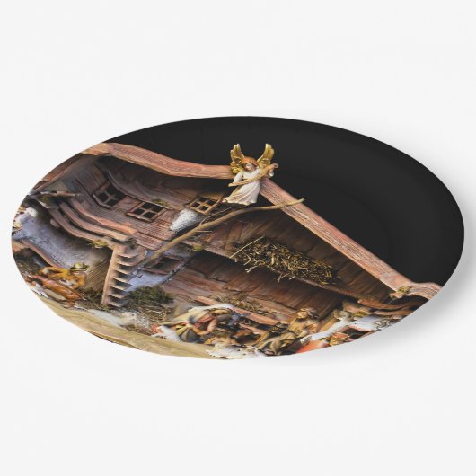 kerstnativiteitsscène papieren bordje (Gekanteld)