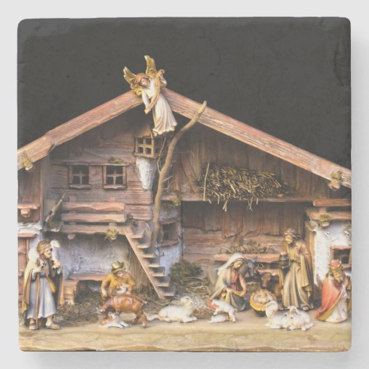 kerstnativiteitsscène stenen onderzetter (Voorkant)