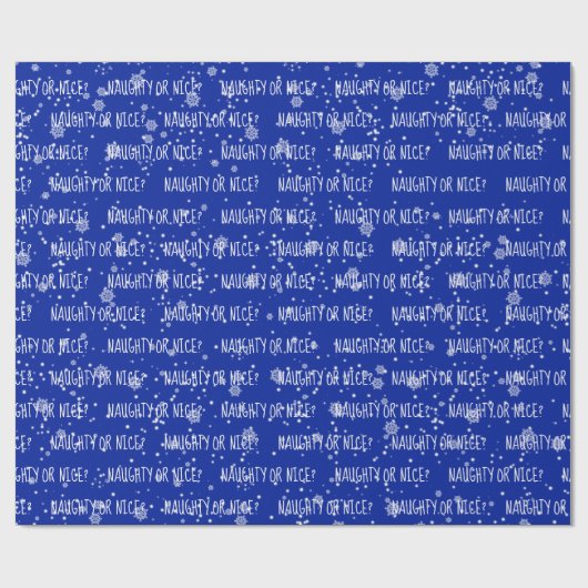 kerstNAUGHTS- OF NICE-tekst op blauw Cadeaupapier (Vlak)