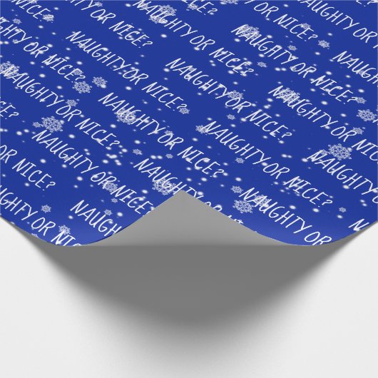 kerstNAUGHTS- OF NICE-tekst op blauw Cadeaupapier (Hoek)