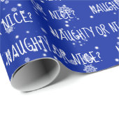 kerstNAUGHTS- OF NICE-tekst op blauw Cadeaupapier (Rol Hoek)