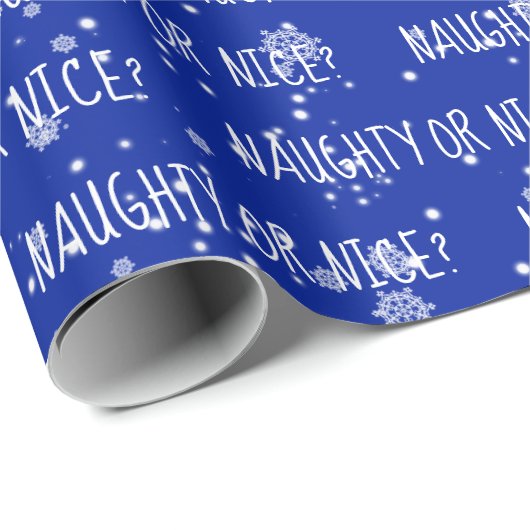 kerstNAUGHTS- OF NICE-tekst op blauw Cadeaupapier (Rol Hoek)