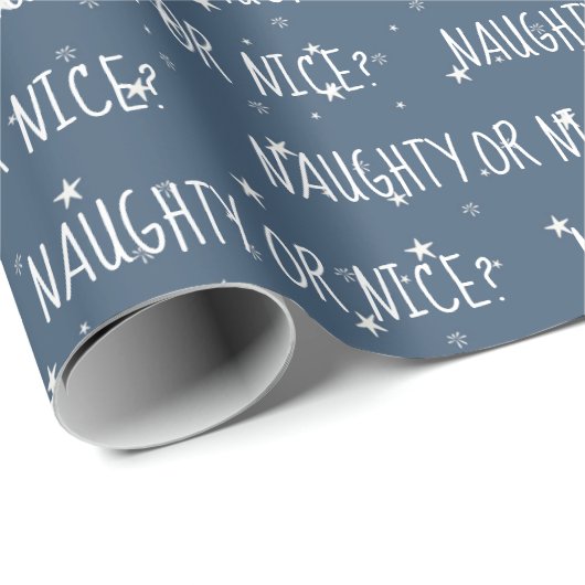 kerstNAUGHTY- OF NICE-tekst op sterren Cadeaupapier (Rol Hoek)
