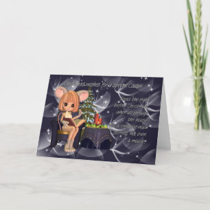 Kerstneef, avond voor de kerstmuis feestdagen kaart