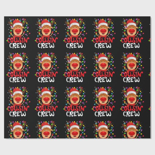 Kerstneef Crew Funny Reindeer Matching Paja Cadeaupapier (Vlak)