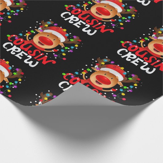 Kerstneef Crew Funny Reindeer Matching Paja Cadeaupapier (Hoek)