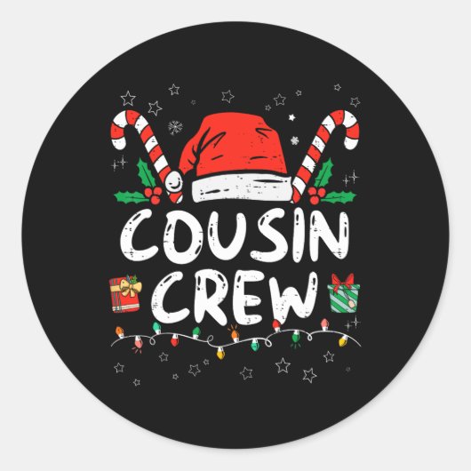 Kerstneef Crew Santa Hat Mannen Vrouwen Kinder Ronde Sticker (Voorkant)