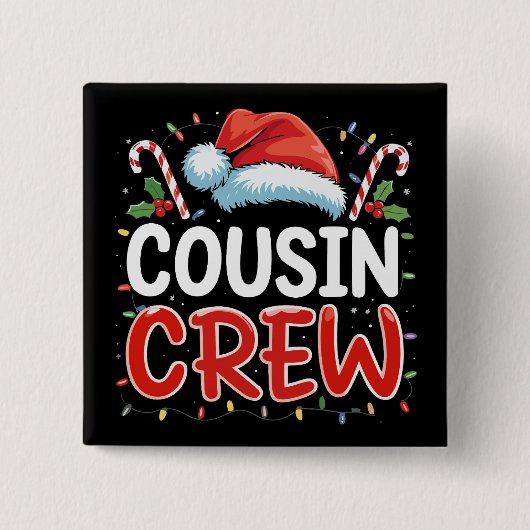 Kerstneef Crew Santa Hat Vierkante Button 5,1 Cm (Voorkant)
