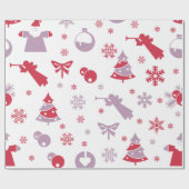Kerstneeuwvlokken, Angels en Trees Pattern Cadeaupapier (Vlak)