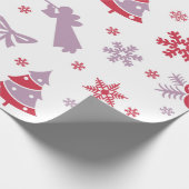 Kerstneeuwvlokken, Angels en Trees Pattern Cadeaupapier (Hoek)