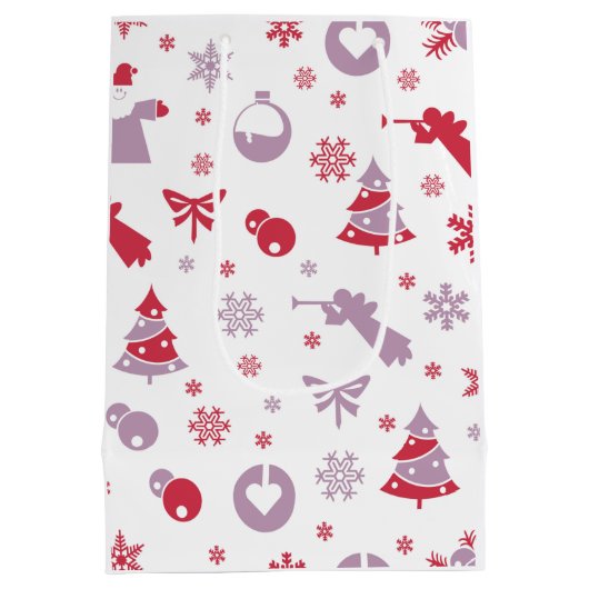 Kerstneeuwvlokken, Angels en Trees Pattern M Medium Cadeauzakje (Achterkant)