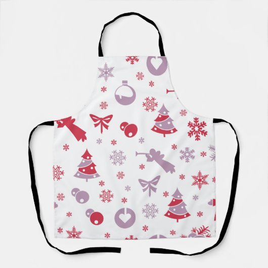 Kerstneeuwvlokken, Angels en Trees Pattern Schort (Voorkant)