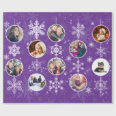 Kerstneeuwvlokken Favoriete familiefoto's Paars Cadeaupapier (Vlak)