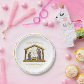 Kerstnegativiteit Manger Gold Typografie Papieren Bordje (Feest)